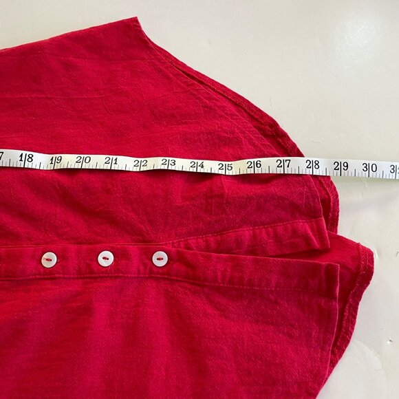 SNDYS Women's Kenny Button Up Blouse Red Puff Sleeve Off Shoulder Smocked Size M - Picture 6 of 7